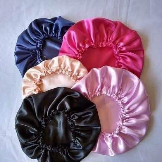 Curly Hair Satin One Layer Bonnet - Pink Cashmere"بونية ستان " image 1